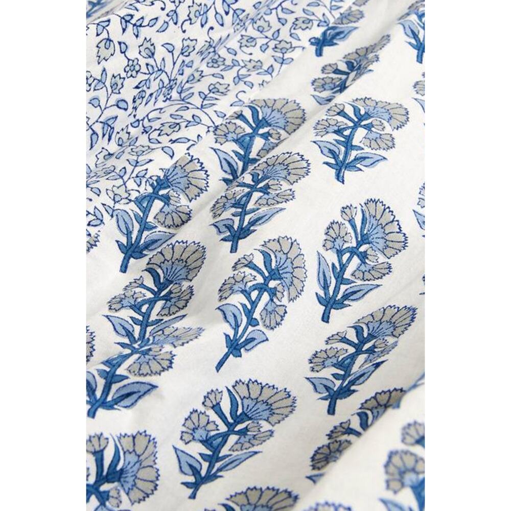 Pink City Prints Tuckernuck Bahama Midi Dress Sky Blossom Blue White Tie Waist L - Picture 5 of 11